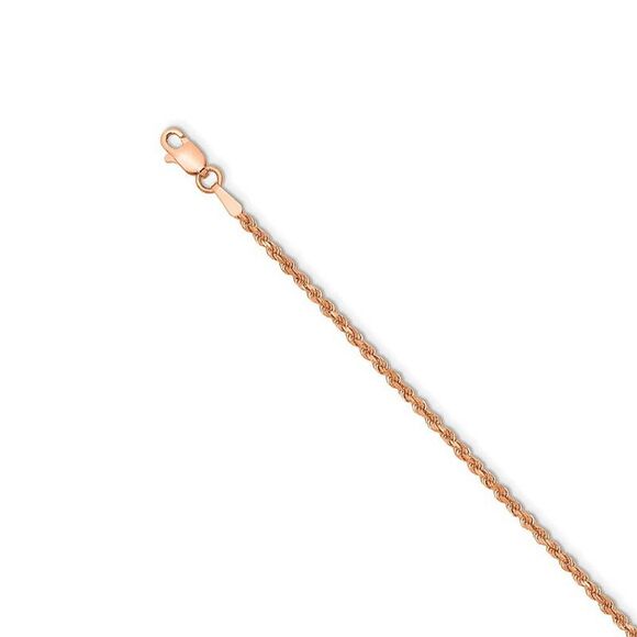 14k Rose Gold 1.75mm Handmade D/C Solid Rope Chain Necklace 30 Inch